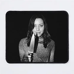 Aubrey Plaza Holding Knife Mousepad