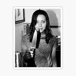 Aubrey Plaza Holding Knife