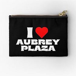I Love Aubrey Plaza - White Zipper Pouch