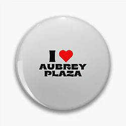 I Love Aubrey Plaza Black Fonts Pin