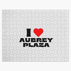 I Love Aubrey Plaza - Black Font Jigsaw Puzzle