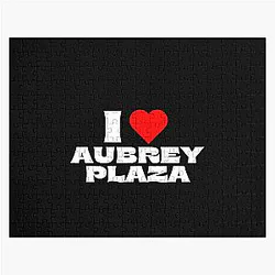 I Love Aubrey Plaza White Jigsaw Puzzle