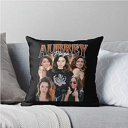 Aubrey Plaza Retro Throw Pillow