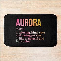 Aurora Name in Watercolor Bath Mat