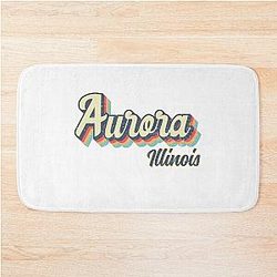 Aurora City Illinois 70s Rainbow Bath Mat