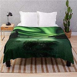 Aurora Northern Lights Reflection Throw Blanket