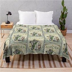 Aurora Aksnes Green Bird Throw Blanket