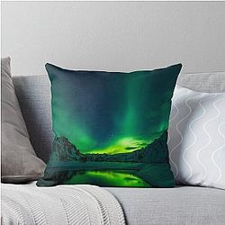 Iceland Aurora Borealis Northern Lights Throw Pillow