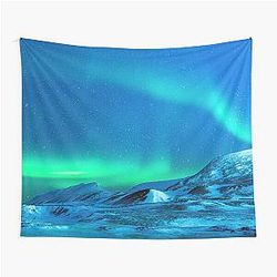 Northern lights Alaska aurora borealis winter green blue sky tapestry