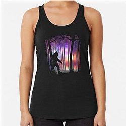Bigfoot Northern Lights Colorful Galaxy Aurora Cryptid Gift Racerback Tank Top