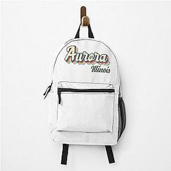 Aurora City Illinois 70s rainbow Backpack