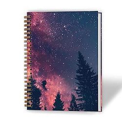 Fantasy Galaxy Notebook for Astronomy Lovers Journal, Northern Lights Gifts Journal 5.5x8.3 Inch Hardcover Spiral Notebooks