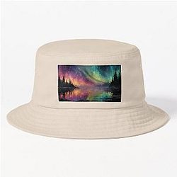 Majestic Aurora Borealis over Northern Lake, Impressionist Panoramic Scene