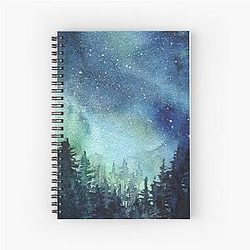Watercolor Galaxy Northern Lights Spiral Notebook