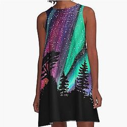Alaskan Aurora Borealis Northern Lights A-Line Dress