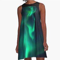 Northern Aurora Green A-Line Dress