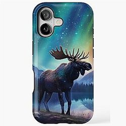 Moose Northern Lights Scenery Mountains Rivers Trees Tough iPhone Case