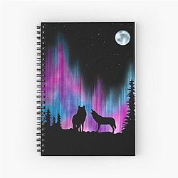 Aurora Wolves by Leslie Berg Spiral Notebook