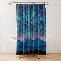 Aurora Borealis Over Mountains Shower Curtain