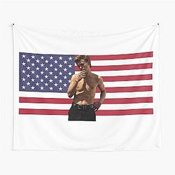 Austin Butler American Flag Art Tapestry