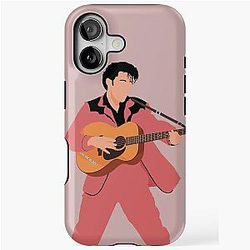 Austin Butler with a guitar iPhone case