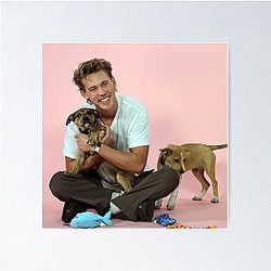 Austin Butler - Playing with his dog Poster