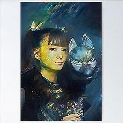 Moa Metal Fox God Mask Babymetal Painting Digital Fan Art Poster