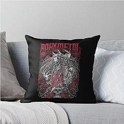 Metal Rose Wolf Throw Pillow