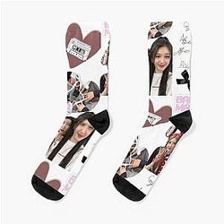 K-Pop Inspired Scrapbook Collage - BabyMonster Style Cute Idol Aesthetic Socks