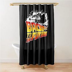 Back to the Future, DeLorean, White Stencil Fan Art Shower Curtain
