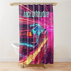Back to the Future Retro VHS Clean Poster Noir Cyberpunk Shower Curtain