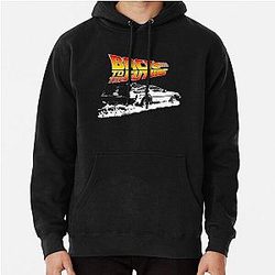 Back to the Future DeLorean Fire Wheels Stencil Hoodie