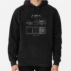 DeLorean Time Machine Back To The Future White Stencil Pullover Hoodie