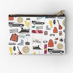 Back to Future DeLorean Poster - 80s Sci-Fi Movie Art Print Zipper Pouch