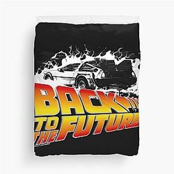 Back to the Future DeLorean White Stencil Fan Art Duvet Cover
