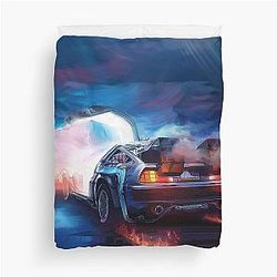 Back to Future Delorean Time Machine Duvet Cover