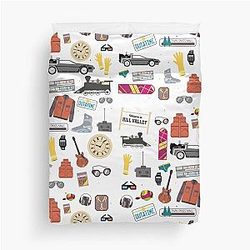 Back to the Future DeLorean Poster 80s Sci-Fi Movie Art Print Duvet Cover