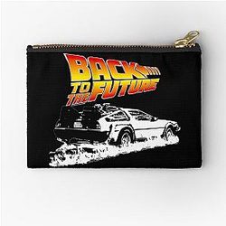 Back to the DeLorean Fire White Stencil Fan Art Zipper Pouch
