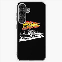 Back to the Future DeLorean Fire White Stencil Fan Art Samsung Galaxy Soft Case