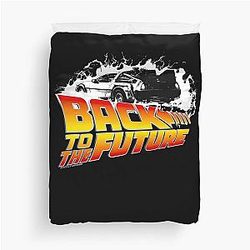 Back to the Delorean White Stencil Fan Art Duvet Cover