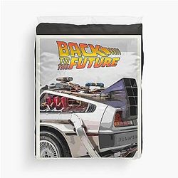 Back to the Future Delorean Vintage Poster Duvet Cover