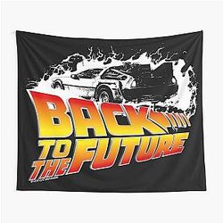 Back to Future DeLorean White Stencil Fan Art Tapestry