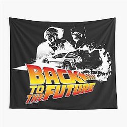 Back to the Future DeLorean Marty and Doc Stencil Art Tapestry