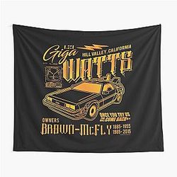 Giga Watts Garage Back to the Future DeLorean Car Tapestry