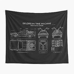 DeLorean Time Machine - Back to the Future Stick On Tapestry