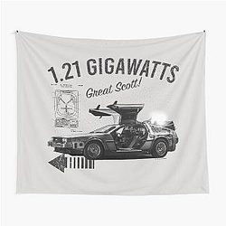 Back to the Future 1.21 Gigawatts DeLorean Car ( UCS LLC and Amblin) Luxury Tapestry