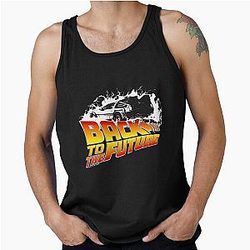 Back to Future DeLorean White Stencil Fan Art Tank Top