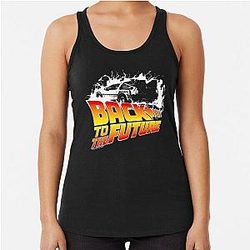 Back to the Future Delorean Stencil Fan Art Racerback Tank