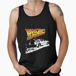 Back to the Future DeLorean Fire White Stencil Art Tank Top