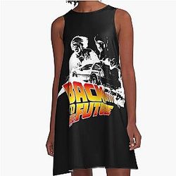 Back to the Future DeLorean Marty Stencil Fan Art A-Line Dress